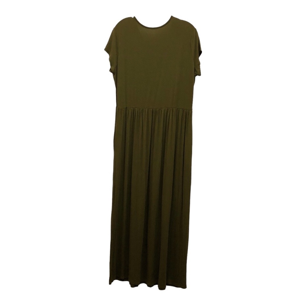 Maxi Dress Cap Sleeve Crew Neck with Elastic Waistline W Size 2XL Moss Green - Picture 1 of 11